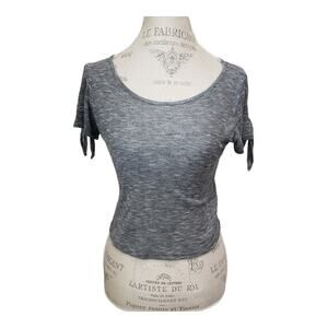 Love J Gray Short Sleeve Shirt Crop Top | Size Medium